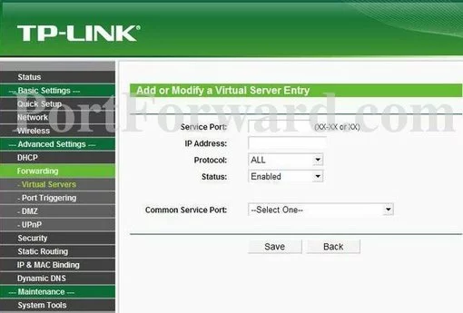 TP-Link TL-WR841ND port forward