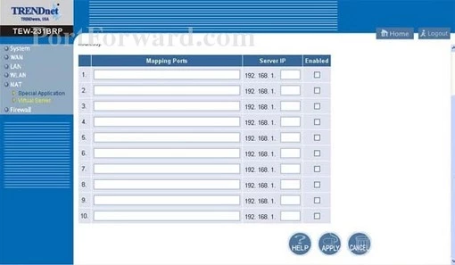 Trendnet TEW-231BRP port forward