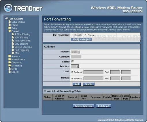 TRENDnet TEW-436BRM port forward