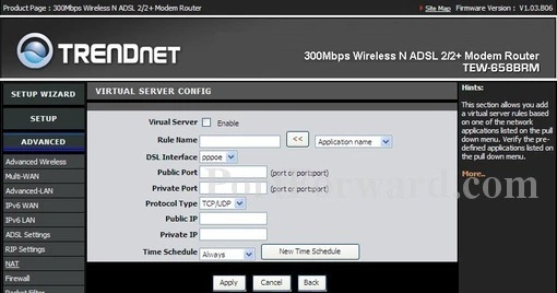 Trendnet TEW-658BRM port forward