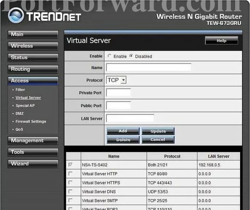 Trendnet TEW-673GRU port forward
