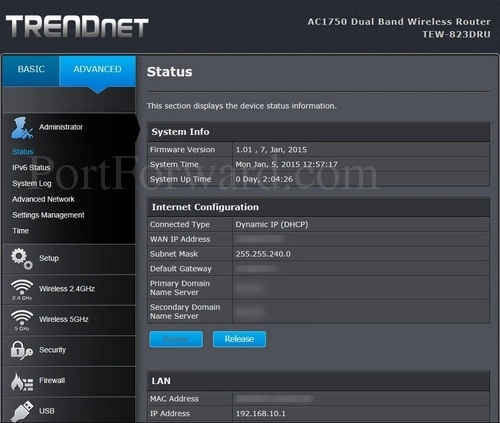 Trendnet TEW-823DRU Status