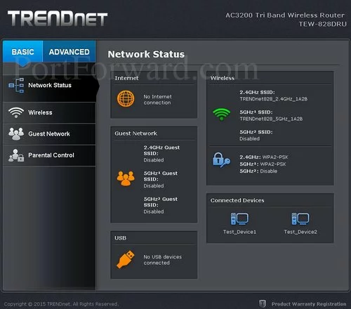 Trendnet TEW-828DRU Basic Network Status