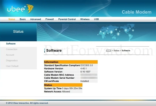 Ubee DDW336 Software Status