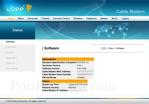 Ubee DVW32CB Software Status