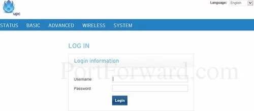 Ubee EVW3226 - upc Login