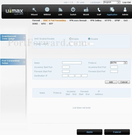 Umax SWC-9200 port forward