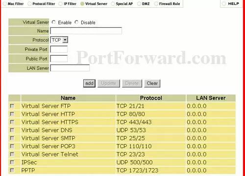 US Robotics USR8054 port forward