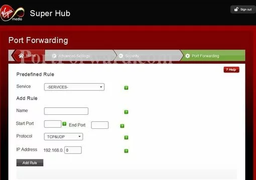 Virgin Media Super_Hub_2 port forward