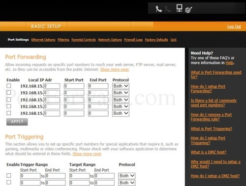 Vonage VDV23 Port Settings