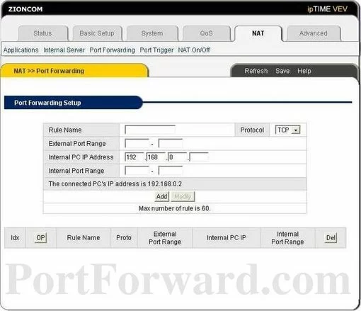 Zioncom iP0143-B port forward