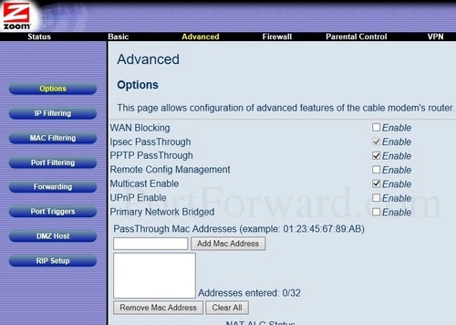 Zoom 5354 Advanced Options