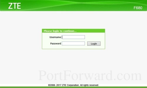 ZTE F680 Login