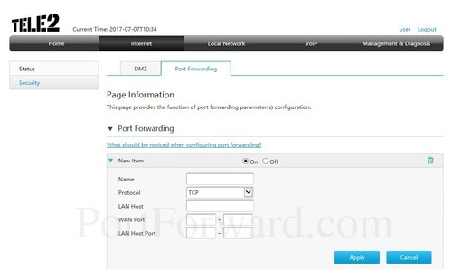 ZTE H369A Port Forwarding New