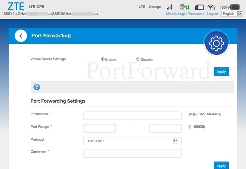 ZTE MF286 Port Forwarding