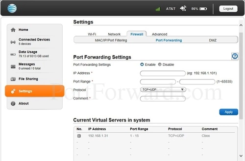 ZTE MF923 - ATT Port Forwarding