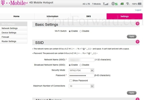 ZTE Z-917 - T-Mobile Wi-Fi Settings