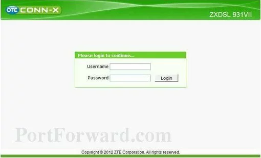 ZTE ZXDSL-931VII login