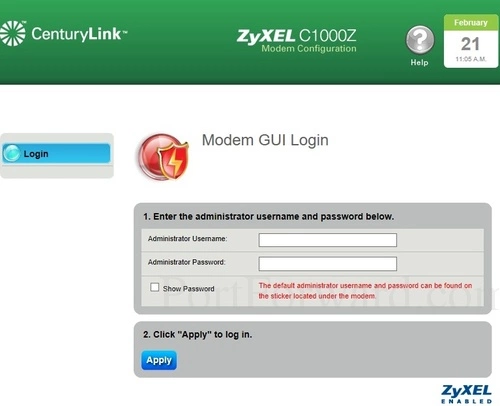 ZyXEL C1000Z Login