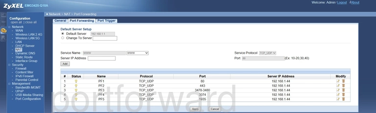 port forwarding nat screenshot