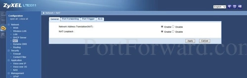 ZyXEL LTE3311 NAT General