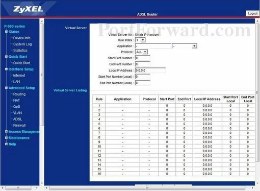 ZyXEL P660-RT-1_v3s port forward
