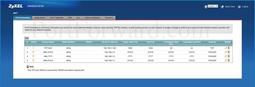 ZyXEL VMG8324-B10A Port Forwarding