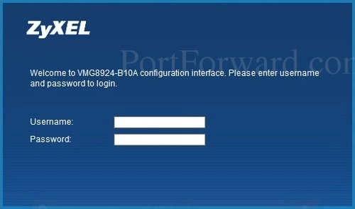 ZyXEL VMG8924-B10A Login